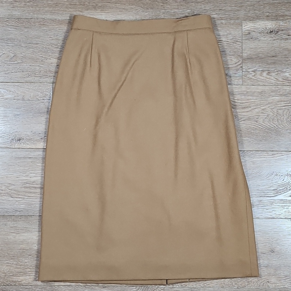Vintage 70s 80s Koret 100% Wool Camel Tan 2 Piece Skirt & Blazer Coord Suit Set - Picture 10 of 15